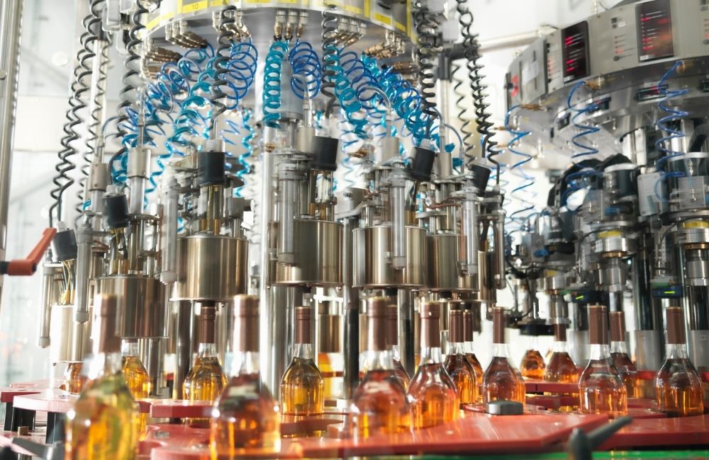 automated bottling machine in use utilizing statistical process control